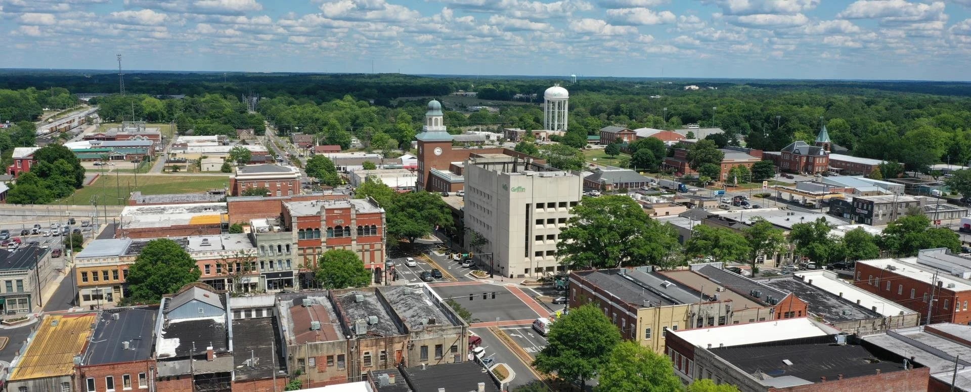 Aerial view of downtown Griffin, Georgia